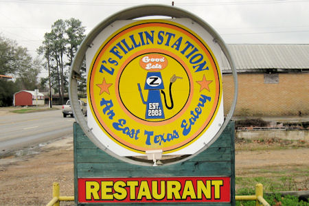 Z's Fillin Station Restaurant sign