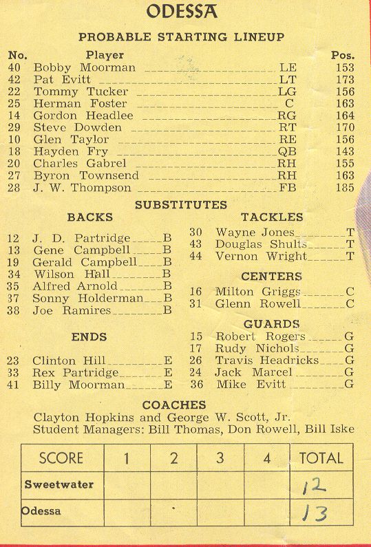 Odessa Broncho Roster