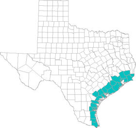 Map of Texas Gulf Coast