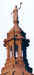 The new aluminum replica of Goddess of Liberty set during the 1990's renovation. The original Goddess of Liberty is located in the
