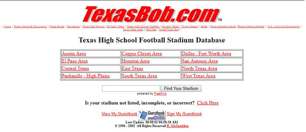TexasBob.com Stadium Database 2002